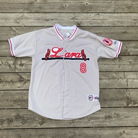 Vintage 1980s Embroidered Cardenales De Lara Venezuelan Baseball Jersey Gray - Picture 4 of 16